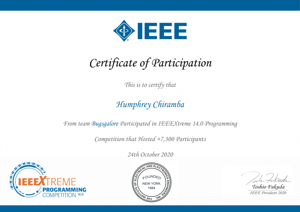 IEEE Xtreme 2020 Participant